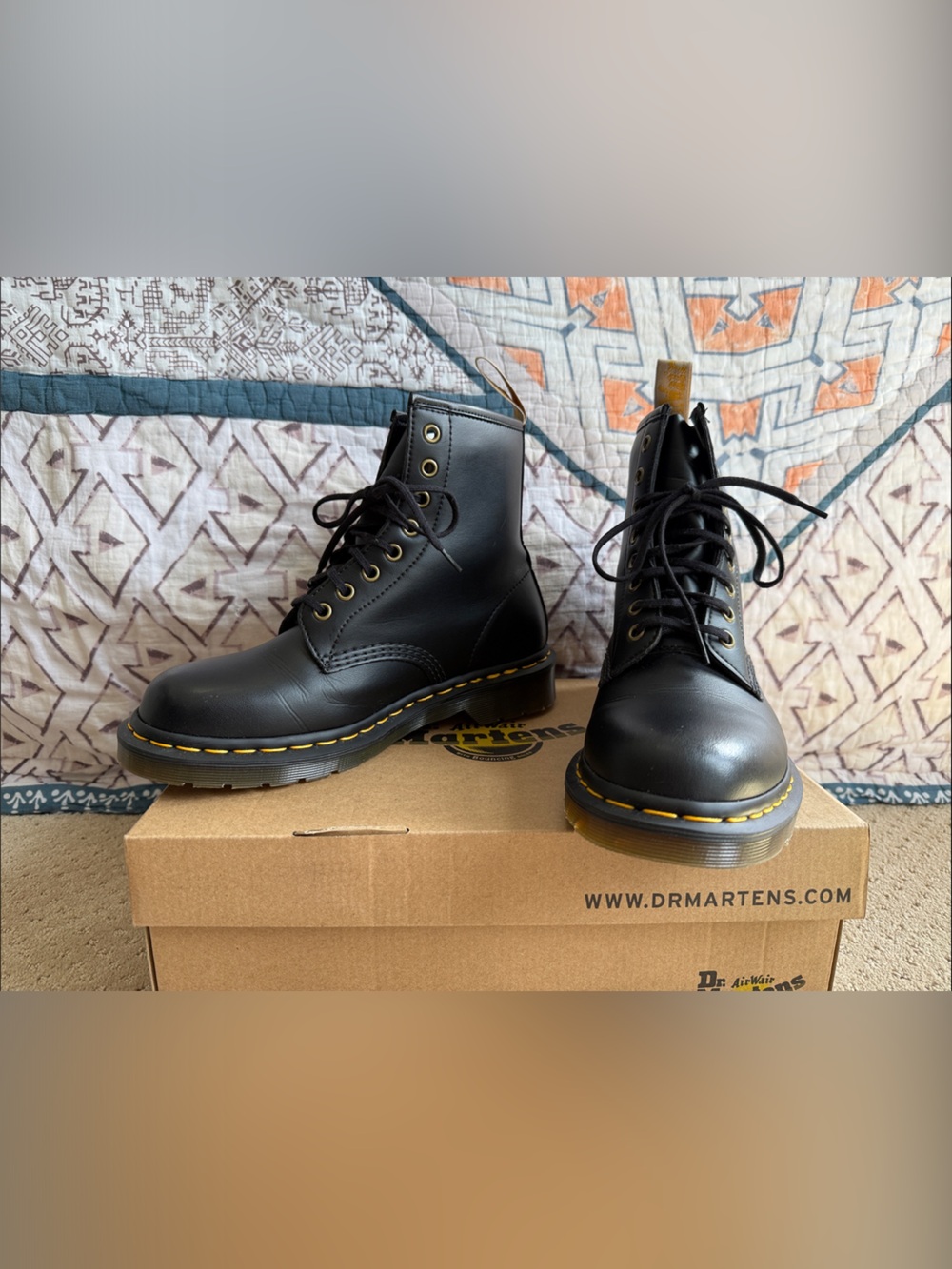 *NIB* Dr. Martens Vegan 1460 Lace-Up Boots, Black, Sz 9W/8M Unisex